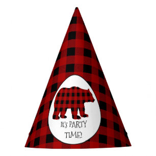 Party time Lumberjack bear pattern paper hat