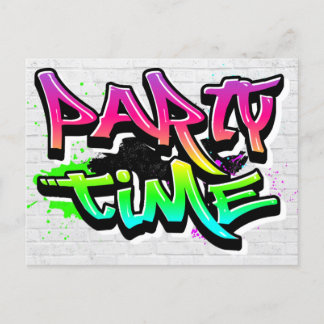 Party Time | Modern Graffiti Invite  Postcard