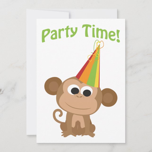 Party Time! Monkey Party Invitation (Front)