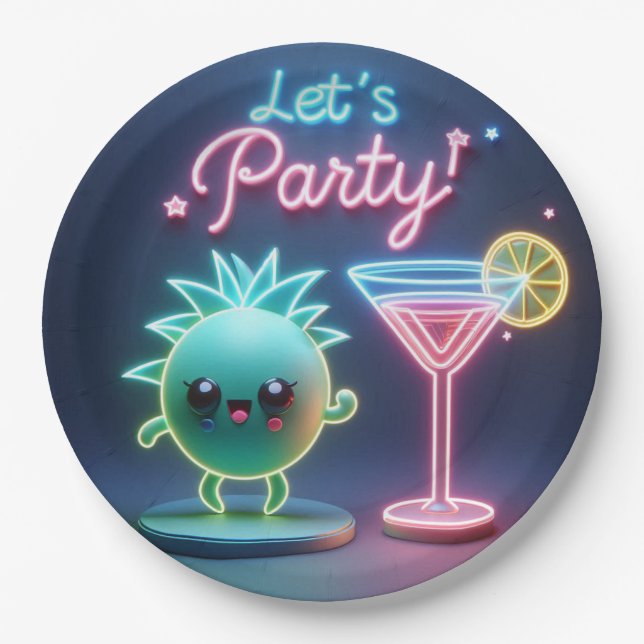 Party Time Neon Green Paper Plate (Front)