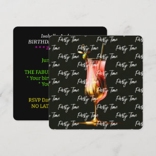 Party Time Neon Modern Personalised Invitation