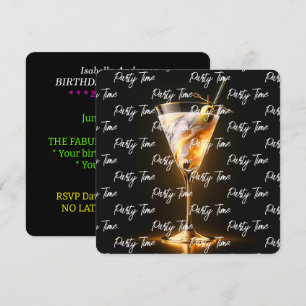 Party Time Neon Trendy Personalised Invitation