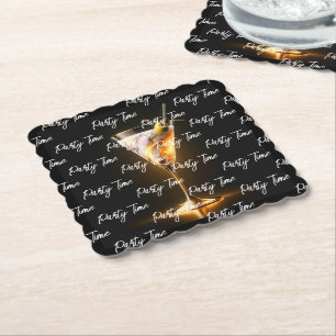 Party Time Neon Trendy Personalised Paper Coaster