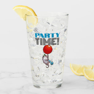 PARTY TIME! Party Possum Funny Floating Opossum Glass