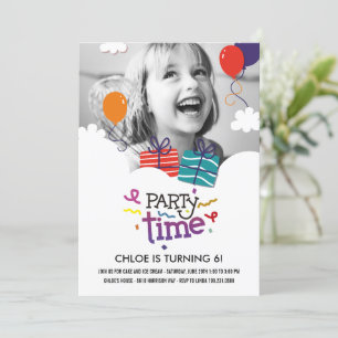 Party Time Photo Birthday Invitation