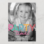 Party Time Photo Birthday Invitation<br><div class="desc">Personalise this fresh and modern Birthday invitation with your favourite photo! More colours available at berryberrysweet.com  


com</div>