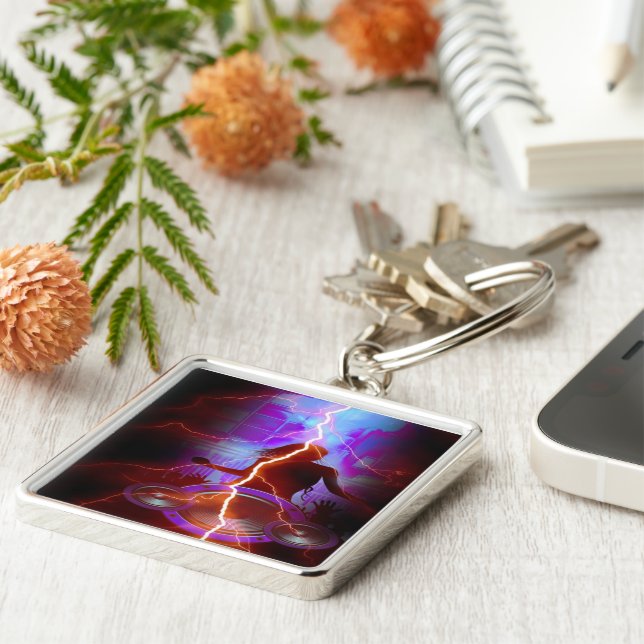 Party Time#-Premium Square Keychain (Side)