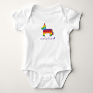 Party Time Rainbow Birthday Donkey Piñata Fiesta Baby Bodysuit