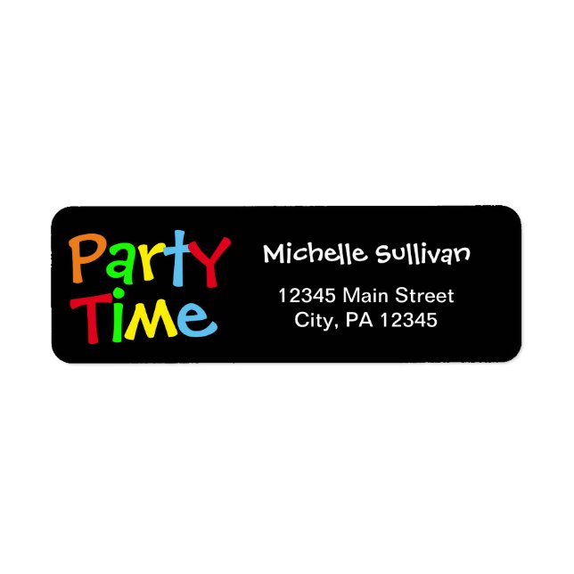 Party Time Return Address Label (Front)
