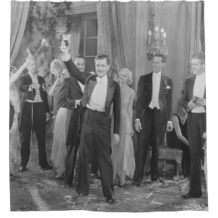 PARTY TIMEparty, vintage, retro, celebrate, drink, Shower Curtain