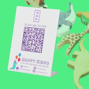 Party Trex Kid's Party Planner Scan Me to Pay Pedestal Sign