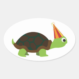 Party Turtle Oval Sticker