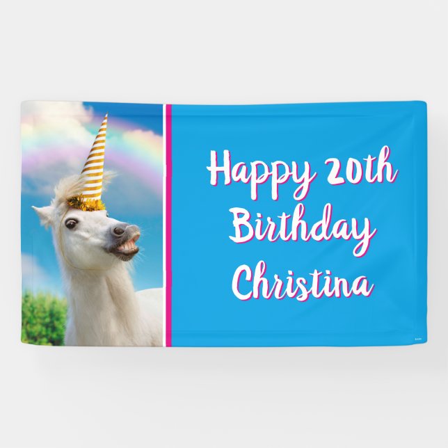 Party Unicorn Horse And Rainbow Banner (Horizontal)