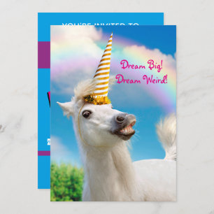 Party Unicorn Horse And Rainbow Invitation