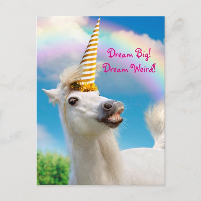 Party Unicorn Horse And Rainbow Invitation Postcard (Front)