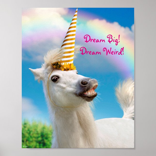 Party Unicorn Horse And Rainbow Poster (Front)