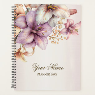 Party Watercolor Boho Pink Flowers Elegant Planner