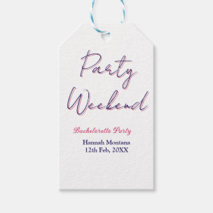 party weekend bachelorette name pink blue trendy d gift tags