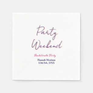 party weekend bachelorette name pink blue trendy d napkin