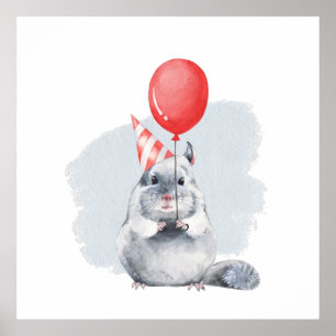 Party with chinchilla poster