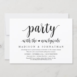 Party with the newlyweds, Wedding Elopement Dinner Invitation