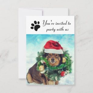 Party With Us Dog - 3x5 Holiday Party Invitation