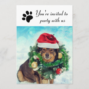 Party With Us Dog - Holiday Party Invitation