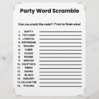 Party Word Scramble – Printable Game
