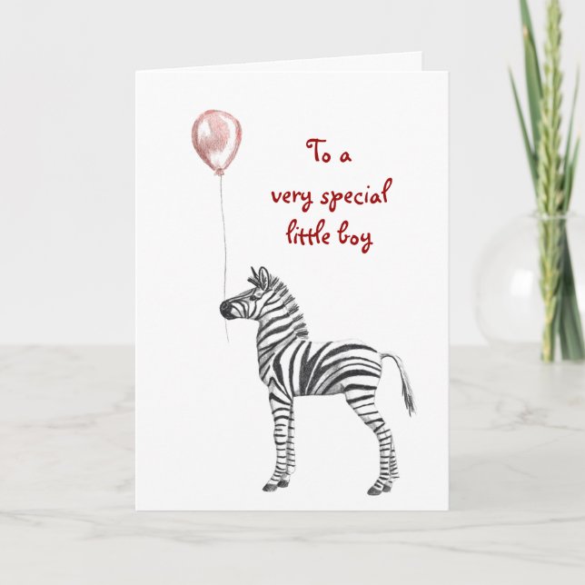Party Zebra Boys Birthday Card (Front)