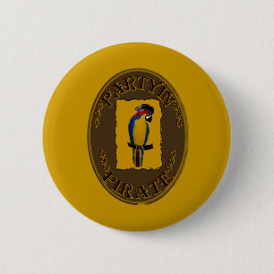 PARTYIN' PIRATE 6 CM ROUND BADGE