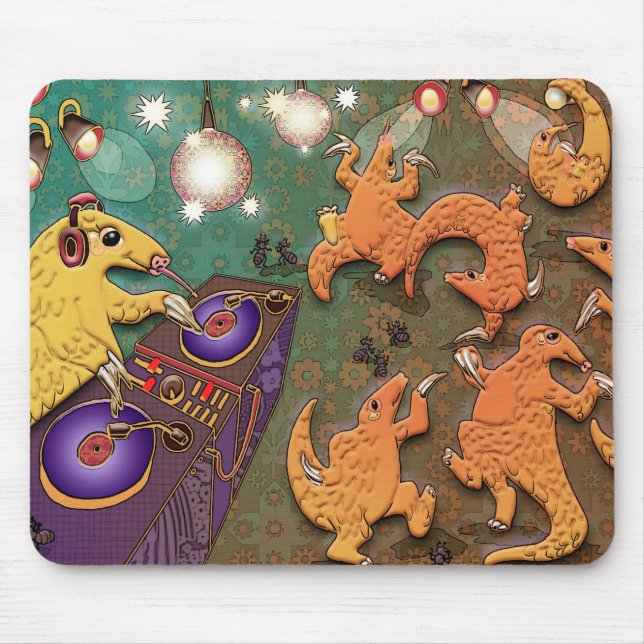 Partying pangolins mouse pad (Front)