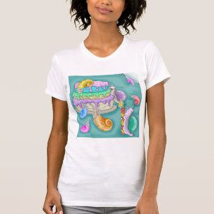 Partying snails with birthday cake, party t-shirt
