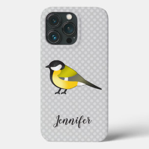 Parus Major Yellow Cartoon Bird With Custom Name iPhone 13 Pro Case
