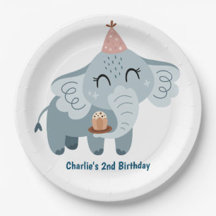 Pary animal, Elephant with gifts and party hat Paper Plate