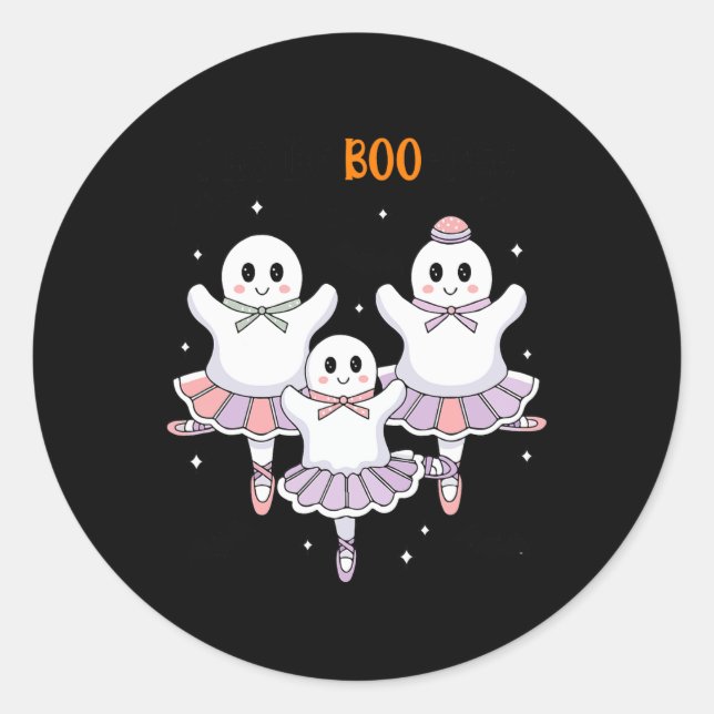 Pas De Boo-rée Ballet Dancer Spooky Ghost Hallowee Classic Round Sticker (Front)