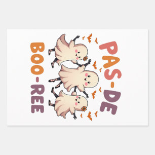 Pas de boo-ree Spooky Halloween Ballet Dance Ghost Wrapping Paper Sheet