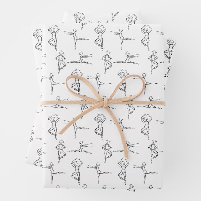 Pas de Doodle Ballerina Sketch Gift Wrap (In situ)