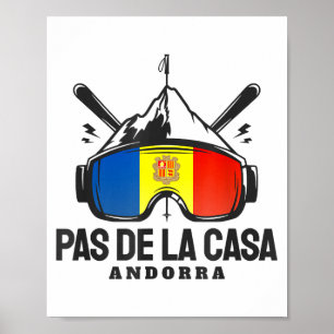 Pas de la casa andorra ski resort retro skiing poster
