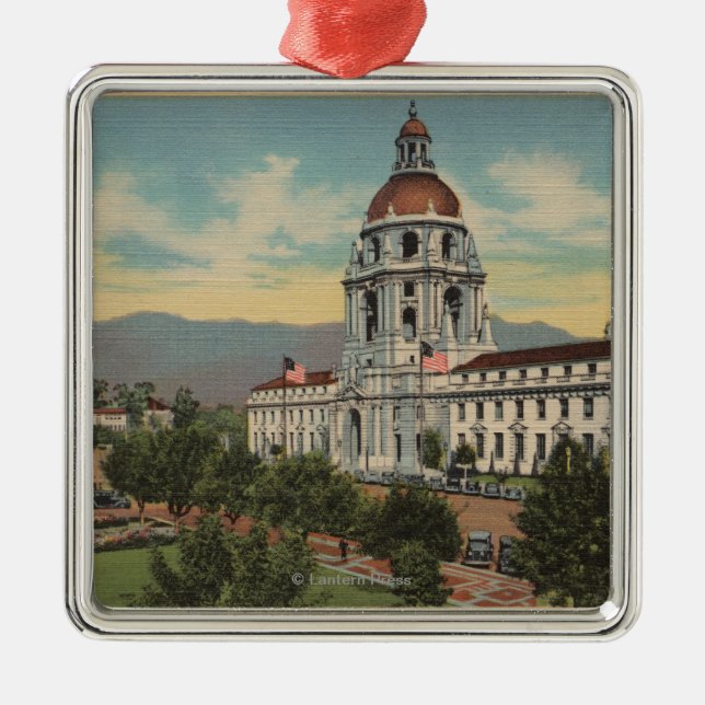 Pasadena, CA - View of City Hall & Public Librar Metal Tree Decoration (Front)