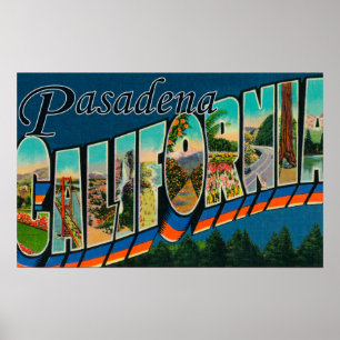 Pasadena, California - Large Letter Scenes Poster