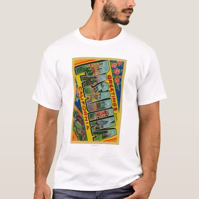 Pasadena, California - Large Letter Scenes T-Shirt (Front)