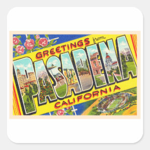 Pasadena California Vintage Large Letter Postcard Square Sticker