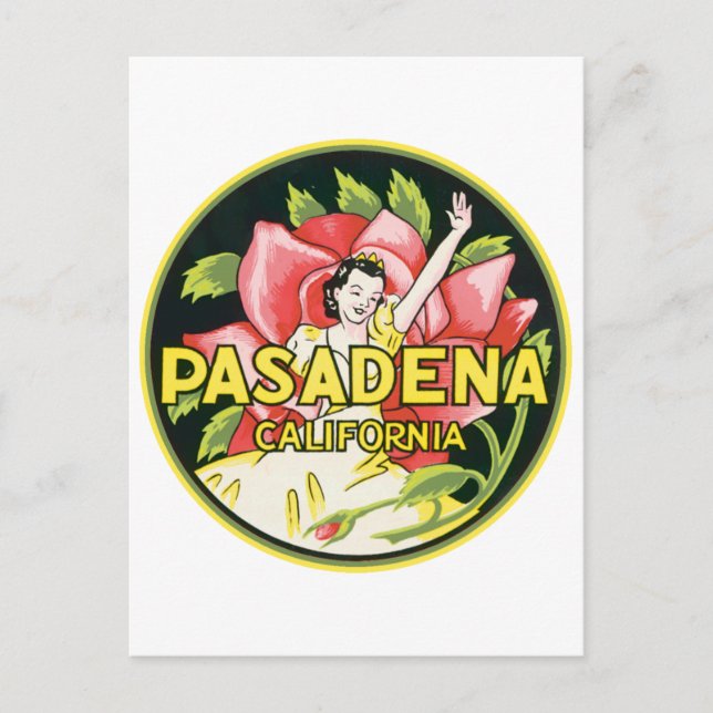 Pasadena California Vintage Luggage Label Postcard (Front)