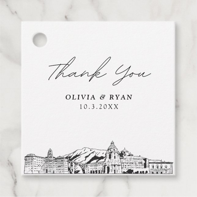 Pasadena Landmarks Wedding Favour Tag (Front)