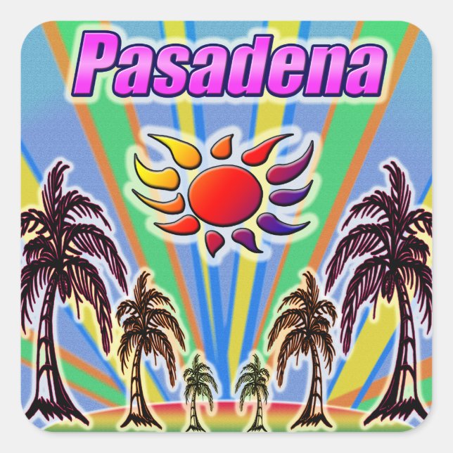 Pasadena Summer Love Square Sticker (Front)