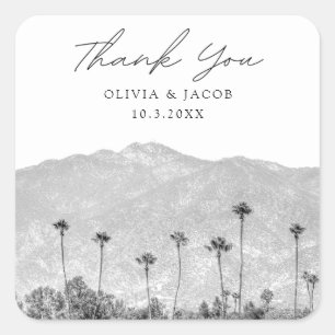 Pasadena Wedding Black & White Thank You Square Sticker