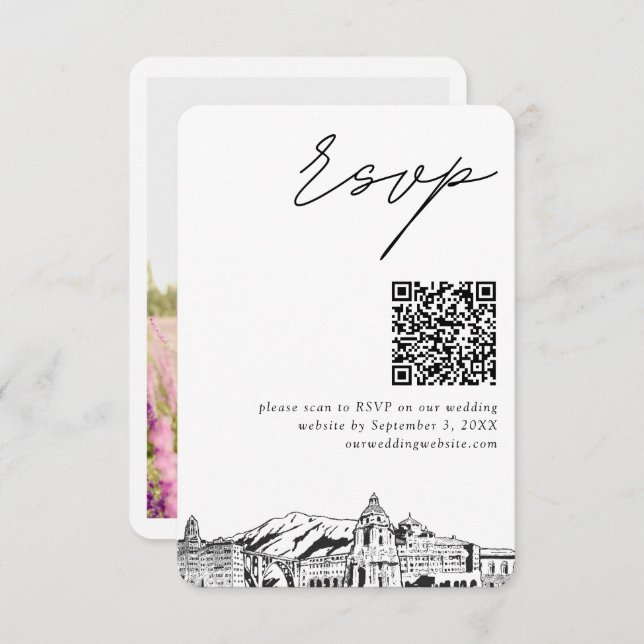 Pasadena Wedding RSVP QR Code Small Enclosure Card (Front/Back)