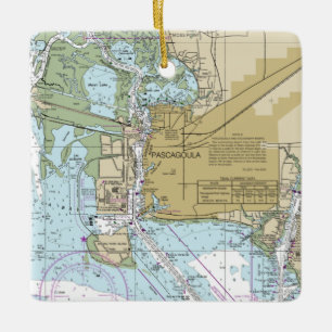 Pascagoula MS Nautical Chart Ceramic Ornament