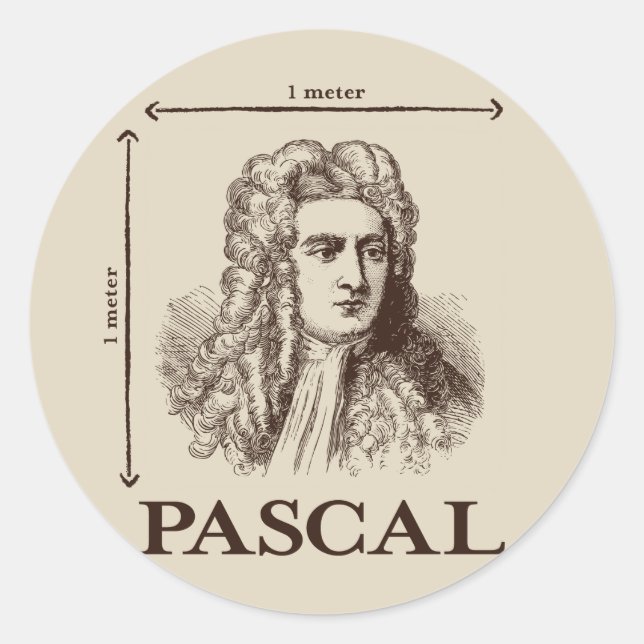 Pascal = 1 newton per square metre math joke classic round sticker (Front)