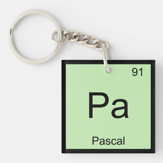 Pascal Name Chemistry Element Periodic Table Key Ring (Front)